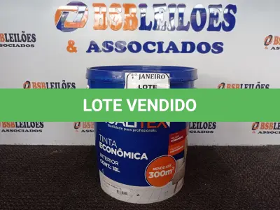 LOTE 334 - 01 GALÃO DE TINTA PARA INTERIOR QUALITEX 18L RENDE ATÉ 300M. (NO ESTADO) ATENÇÃO! FAZER A VISITAÇÃO ANTES DE ARREMATAR, NÃO SABEMOS SE FUNCIONA. LEILÃO NÃO TEM GARANTIA E NEM DEVOLUÇÃO, SUJEITO A POSSÍVEIS AVARIAS VISÍVEIS/OCULTAS E/OU AUSÊNCIA DE COMPONENTES.