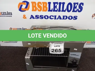 LOTE 265 - 01 CHURRASQUEIRA ELÉTRICA EM INOX C/04 ESPETOS. (NO ESTADO) ATENÇÃO! FAZER A VISITAÇÃO ANTES DE ARREMATAR, NÃO SABEMOS SE FUNCIONA. LEILÃO NÃO TEM GARANTIA E NEM DEVOLUÇÃO, SUJEITO A POSSÍVEIS AVARIAS VISÍVEIS/OCULTAS E/OU AUSÊNCIA DE COMPONENTES.