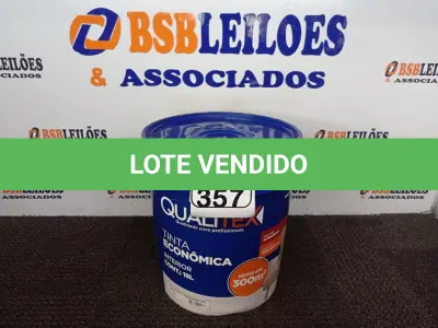 LOTE 357 - 01 GALÃO DE TINTA PARA INTERIOR QUALITEX 18L RENDE ATÉ 300M. (NO ESTADO) ATENÇÃO! FAZER A VISITAÇÃO ANTES DE ARREMATAR, NÃO SABEMOS SE FUNCIONA. LEILÃO NÃO TEM GARANTIA E NEM DEVOLUÇÃO, SUJEITO A POSSÍVEIS AVARIAS VISÍVEIS/OCULTAS E/OU AUSÊNCIA DE COMPONENTES.