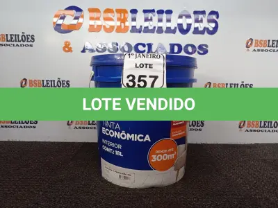 LOTE 357 - 01 GALÃO DE TINTA PARA INTERIOR QUALITEX 18L RENDE ATÉ 300M. (NO ESTADO) ATENÇÃO! FAZER A VISITAÇÃO ANTES DE ARREMATAR, NÃO SABEMOS SE FUNCIONA. LEILÃO NÃO TEM GARANTIA E NEM DEVOLUÇÃO, SUJEITO A POSSÍVEIS AVARIAS VISÍVEIS/OCULTAS E/OU AUSÊNCIA DE COMPONENTES.