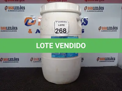 LOTE 268 - 01 LOTE C/APROXIMADAMENTE 45KGS DE CLORO EM PASTILHA. (NO ESTADO) ATENÇÃO! FAZER A VISITAÇÃO ANTES DE ARREMATAR, NÃO SABEMOS SE FUNCIONA. LEILÃO NÃO TEM GARANTIA E NEM DEVOLUÇÃO, SUJEITO A POSSÍVEIS AVARIAS VISÍVEIS/OCULTAS E/OU AUSÊNCIA DE COMPONENTES.