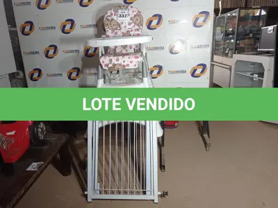 LOTE 337 - 01 CADEIRA DOBRÁVEL DE REFEIÇÃO INFANTIL MARCA GAZERANA E 02PORTÕES P/PETS. (NO ESTADO) ATENÇÃO! FAZER A VISITAÇÃO ANTES DE ARREMATAR, NÃO SABEMOS SE FUNCIONA. LEILÃO NÃO TEM GARANTIA E NEM DEVOLUÇÃO, SUJEITO A POSSÍVEIS AVARIAS VISÍVEIS/OCULTAS E/OU AUSÊNCIA DE COMPONENTES.