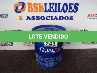 LOTE 243 - 01 GALÃO DE TINTA PARA INTERIOR QUALITEX 18L RENDE ATÉ 300M. (NO ESTADO) ATENÇÃO! FAZER A VISITAÇÃO ANTES DE ARREMATAR, NÃO SABEMOS SE FUNCIONA. LEILÃO NÃO TEM GARANTIA E NEM DEVOLUÇÃO, SUJEITO A POSSÍVEIS AVARIAS VISÍVEIS/OCULTAS E/OU AUSÊNCIA DE COMPONENTES.