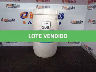 LOTE 268 - 01 LOTE C/APROXIMADAMENTE 45KGS DE CLORO EM PASTILHA. (NO ESTADO) ATENÇÃO! FAZER A VISITAÇÃO ANTES DE ARREMATAR, NÃO SABEMOS SE FUNCIONA. LEILÃO NÃO TEM GARANTIA E NEM DEVOLUÇÃO, SUJEITO A POSSÍVEIS AVARIAS VISÍVEIS/OCULTAS E/OU AUSÊNCIA DE COMPONENTES.