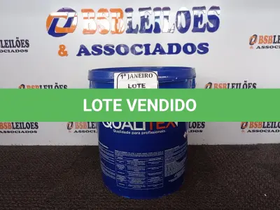 LOTE 428 - 01 GALÃO DE TINTA PARA INTERIOR QUALITEX 18L RENDE ATÉ 300M. (NO ESTADO) ATENÇÃO! FAZER A VISITAÇÃO ANTES DE ARREMATAR, NÃO SABEMOS SE FUNCIONA. LEILÃO NÃO TEM GARANTIA E NEM DEVOLUÇÃO, SUJEITO A POSSÍVEIS AVARIAS VISÍVEIS/OCULTAS E/OU AUSÊNCIA DE COMPONENTES.