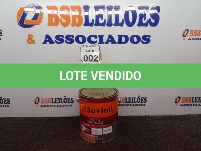 LOTE 002 - 01 LATA DE TINTA SUVINIL ESMALTE PREMIUM INTERIOR/EXTERIOR 3,6L NA COR MARROM. (NO ESTADO) ATENÇÃO! FAZER A VISITAÇÃO ANTES DE ARREMATAR, NÃO SABEMOS SE FUNCIONA. LEILÃO NÃO TEM GARANTIA E NEM DEVOLUÇÃO, SUJEITO A POSSÍVEIS AVARIAS VISÍVEIS/OCULTAS E/OU AUSÊNCIA DE COMPONENTES.