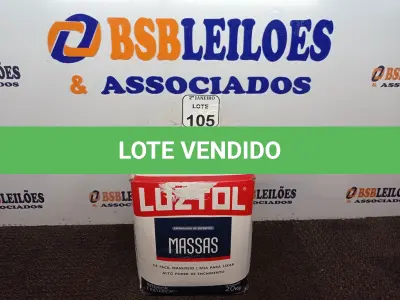 LOTE 105 - 01 CAIXA COM MASSA CORRIDA 20KG. (NO ESTADO) ATENÇÃO! FAZER A VISITAÇÃO ANTES DE ARREMATAR, NÃO SABEMOS SE FUNCIONA. LEILÃO NÃO TEM GARANTIA E NEM DEVOLUÇÃO, SUJEITO A POSSÍVEIS AVARIAS VISÍVEIS/OCULTAS E/OU AUSÊNCIA DE COMPONENTES.