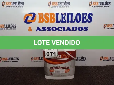 LOTE 071 - 01 BALDE DE TINTA RENOCRIL COR BRANCO NEVE  16L. (NO ESTADO) ATENÇÃO! FAZER A VISITAÇÃO ANTES DE ARREMATAR, NÃO SABEMOS SE FUNCIONA. LEILÃO NÃO TEM GARANTIA E NEM DEVOLUÇÃO, SUJEITO A POSSÍVEIS AVARIAS VISÍVEIS/OCULTAS E/OU AUSÊNCIA DE COMPONENTES.