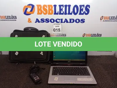 LOTE 015 - 01 NOTEBOOK MARCA STI DUAL CORE HD 250GB, 2GB DE MEMÓRIA E WEBCAM C/MALETA E FONTE. (NO ESTADO) ATENÇÃO! FAZER A VISITAÇÃO ANTES DE ARREMATAR, NÃO SABEMOS SE FUNCIONA. LEILÃO NÃO TEM GARANTIA E NEM DEVOLUÇÃO, SUJEITO A POSSÍVEIS AVARIAS VISÍVEIS/OCULTAS E/OU AUSÊNCIA DE COMPONENTES.