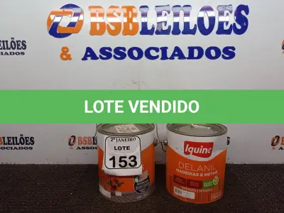 LOTE 153 - 01 LATA DE TINTA P/MADEIRAS E METAIS NA COR AZUL DEL REY E 01 LATA DE ESMALTE SINTÉTICO COM 3,6L CADA MARCA IQUINE(NOVO). (NO ESTADO) ATENÇÃO! FAZER A VISITAÇÃO ANTES DE ARREMATAR, NÃO SABEMOS SE FUNCIONA. LEILÃO NÃO TEM GARANTIA E NEM DEVOLUÇÃO, SUJEITO A POSSÍVEIS AVARIAS VISÍVEIS/OCULTAS E/OU AUSÊNCIA DE COMPONENTES.