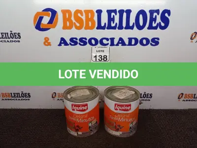LOTE 138 - 02 LATAS DE ESMALTE SINTÉTICO COM 3,6L CADA MARCA IQUINE COR VERMELHO VINHO (NOVO). (NO ESTADO) ATENÇÃO! FAZER A VISITAÇÃO ANTES DE ARREMATAR, NÃO SABEMOS SE FUNCIONA. LEILÃO NÃO TEM GARANTIA E NEM DEVOLUÇÃO, SUJEITO A POSSÍVEIS AVARIAS VISÍVEIS/OCULTAS E/OU AUSÊNCIA DE COMPONENTES.