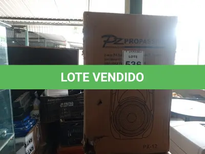LOTE 536 - 01 CAIXA DE SOM MARCA PZ PRO ÁUDIO. (NO ESTADO) ATENÇÃO! FAZER A VISITAÇÃO ANTES DE ARREMATAR, NÃO SABEMOS SE FUNCIONA. LEILÃO NÃO TEM GARANTIA E NEM DEVOLUÇÃO, SUJEITO A POSSÍVEIS AVARIAS VISÍVEIS/OCULTAS E/OU AUSÊNCIA DE COMPONENTES.