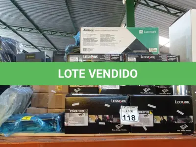 LOTE 118 - 01 LOTE C/VARIOS TONNER’S LEXMARK E PECAS DE REPOSIÇÃO(NO ESTADO) ATENÇÃO! FAZER A VISITAÇÃO ANTES DE ARREMATAR, NÃO SABEMOS SE FUNCIONA. LEILÃO NÃO TEM GARANTIA E NEM DEVOLUÇÃO, SUJEITO A POSSÍVEIS AVARIAS VISÍVEIS/OCULTAS E/OU AUSÊNCIA DE COMPONENTES.