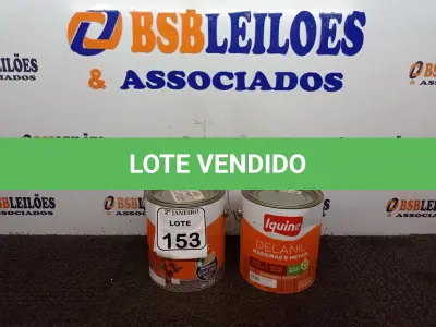 LOTE 153 - 01 LATA DE TINTA P/MADEIRAS E METAIS NA COR AZUL DEL REY E 01 LATA DE ESMALTE SINTÉTICO COM 3,6L CADA MARCA IQUINE(NOVO). (NO ESTADO) ATENÇÃO! FAZER A VISITAÇÃO ANTES DE ARREMATAR, NÃO SABEMOS SE FUNCIONA. LEILÃO NÃO TEM GARANTIA E NEM DEVOLUÇÃO, SUJEITO A POSSÍVEIS AVARIAS VISÍVEIS/OCULTAS E/OU AUSÊNCIA DE COMPONENTES.