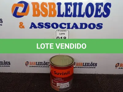LOTE 018 - 01 LATA DE TINTA SUVINIL ESMALTE PREMIUM INTERIOR/EXTERIOR 3,6L NA COR MARROM. (NO ESTADO) ATENÇÃO! FAZER A VISITAÇÃO ANTES DE ARREMATAR, NÃO SABEMOS SE FUNCIONA. LEILÃO NÃO TEM GARANTIA E NEM DEVOLUÇÃO, SUJEITO A POSSÍVEIS AVARIAS VISÍVEIS/OCULTAS E/OU AUSÊNCIA DE COMPONENTES.