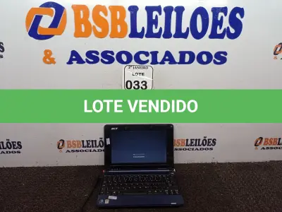 LOTE 033 - 01 NETBOOK MARCA ACER AMD 2RAM SSD 500 S/CARREGADOR. (NO ESTADO) ATENÇÃO! FAZER A VISITAÇÃO ANTES DE ARREMATAR, NÃO SABEMOS SE FUNCIONA. LEILÃO NÃO TEM GARANTIA E NEM DEVOLUÇÃO, SUJEITO A POSSÍVEIS AVARIAS VISÍVEIS/OCULTAS E/OU AUSÊNCIA DE COMPONENTES.