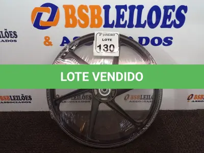 LOTE 130 - 01 RODA P/MOTO CG ARO “17 PARA QUALQUER CG (NOVO). (NO ESTADO) ATENÇÃO! FAZER A VISITAÇÃO ANTES DE ARREMATAR, NÃO SABEMOS SE FUNCIONA. LEILÃO NÃO TEM GARANTIA E NEM DEVOLUÇÃO, SUJEITO A POSSÍVEIS AVARIAS VISÍVEIS/OCULTAS E/OU AUSÊNCIA DE COMPONENTES.