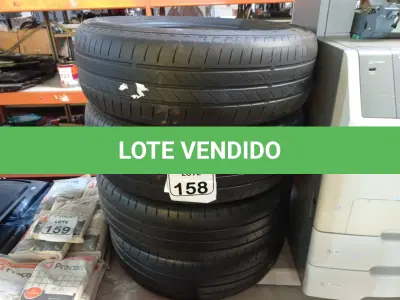 LOTE 158 - 04 PNEUS 185-65-15” MEIA VIDA. (NO ESTADO) ATENÇÃO! FAZER A VISITAÇÃO ANTES DE ARREMATAR, NÃO SABEMOS SE FUNCIONA. LEILÃO NÃO TEM GARANTIA E NEM DEVOLUÇÃO, SUJEITO A POSSÍVEIS AVARIAS VISÍVEIS/OCULTAS E/OU AUSÊNCIA DE COMPONENTES.