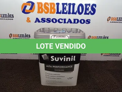 LOTE 100 - 01 BALDE DE TINTA SUVINIL INTERIORES ACRÍLICO FOSCO 18L NA COR FOSCO BRANCO. VENCIMENTO 10/2027 (NOVO)(NO ESTADO) ATENÇÃO! FAZER A VISITAÇÃO ANTES DE ARREMATAR, NÃO SABEMOS SE FUNCIONA. LEILÃO NÃO TEM GARANTIA E NEM DEVOLUÇÃO, SUJEITO A POSSÍVEIS AVARIAS VISÍVEIS/OCULTAS E/OU AUSÊNCIA DE COMPONENTES.
