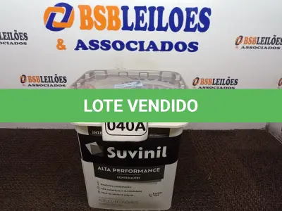LOTE 040 - 01 BALDE DE TINTA SUVINIL INTERIORES ACRÍLICO FOSCO 18L NA COR FOSCO BRANCO. VENCIMENTO 10/2027 (NOVO)(NO ESTADO) ATENÇÃO! FAZER A VISITAÇÃO ANTES DE ARREMATAR, NÃO SABEMOS SE FUNCIONA. LEILÃO NÃO TEM GARANTIA E NEM DEVOLUÇÃO, SUJEITO A POSSÍVEIS AVARIAS VISÍVEIS/OCULTAS E/OU AUSÊNCIA DE COMPONENTES.