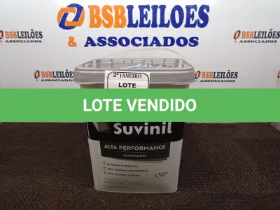 LOTE 010 - 01 BALDE DE TINTA SUVINIL INTERIORES ACRÍLICO FOSCO 18L NA COR FOSCO BRANCO. VENCIMENTO 10/2027 (NOVO)(NO ESTADO) ATENÇÃO! FAZER A VISITAÇÃO ANTES DE ARREMATAR, NÃO SABEMOS SE FUNCIONA. LEILÃO NÃO TEM GARANTIA E NEM DEVOLUÇÃO, SUJEITO A POSSÍVEIS AVARIAS VISÍVEIS/OCULTAS E/OU AUSÊNCIA DE COMPONENTES.