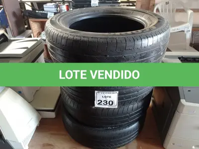 LOTE 230 - 04 PNEUS 1856515 MEIA VIDA. (NO ESTADO) ATENÇÃO! FAZER A VISITAÇÃO ANTES DE ARREMATAR, NÃO SABEMOS SE FUNCIONA. LEILÃO NÃO TEM GARANTIA E NEM DEVOLUÇÃO, SUJEITO A POSSÍVEIS AVARIAS VISÍVEIS/OCULTAS E/OU AUSÊNCIA DE COMPONENTES.