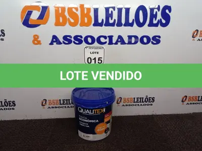 LOTE 015 - 01 GALÃO DE TINTA PARA INTERIOR 3,6L COR AREIA MARCA QUALITEX. (NOVO) (NO ESTADO) ATENÇÃO! FAZER A VISITAÇÃO ANTES DE ARREMATAR, NÃO SABEMOS SE FUNCIONA. LEILÃO NÃO TEM GARANTIA E NEM DEVOLUÇÃO, SUJEITO A POSSÍVEIS AVARIAS VISÍVEIS/OCULTAS E/OU AUSÊNCIA DE COMPONENTES.