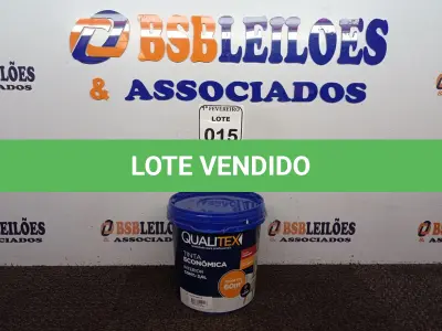 LOTE 015 - 01 GALÃO DE TINTA PARA INTERIOR 3,6L COR AREIA MARCA QUALITEX. (NOVO) (NO ESTADO) ATENÇÃO! FAZER A VISITAÇÃO ANTES DE ARREMATAR, NÃO SABEMOS SE FUNCIONA. LEILÃO NÃO TEM GARANTIA E NEM DEVOLUÇÃO, SUJEITO A POSSÍVEIS AVARIAS VISÍVEIS/OCULTAS E/OU AUSÊNCIA DE COMPONENTES.