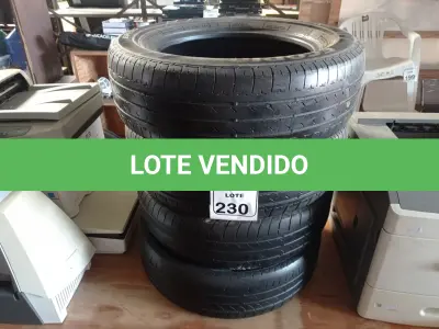LOTE 230 - 04 PNEUS 1856515 MEIA VIDA. (NO ESTADO) ATENÇÃO! FAZER A VISITAÇÃO ANTES DE ARREMATAR, NÃO SABEMOS SE FUNCIONA. LEILÃO NÃO TEM GARANTIA E NEM DEVOLUÇÃO, SUJEITO A POSSÍVEIS AVARIAS VISÍVEIS/OCULTAS E/OU AUSÊNCIA DE COMPONENTES.