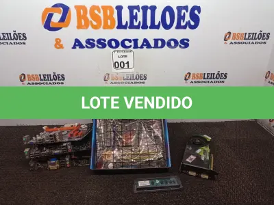 LOTE 001 - 01 LOTE COM 05 PLACAS MÃE, 02 COOLERS, 01 PLACA DE VÍDEO E 01 MEMÓRIA RAM DE 2GB. (NO ESTADO) ATENÇÃO! FAZER A VISITAÇÃO ANTES DE ARREMATAR, NÃO SABEMOS SE FUNCIONA. LEILÃO NÃO TEM GARANTIA E NEM DEVOLUÇÃO, SUJEITO A POSSÍVEIS AVARIAS VISÍVEIS/OCULTAS E/OU AUSÊNCIA DE COMPONENTES.
