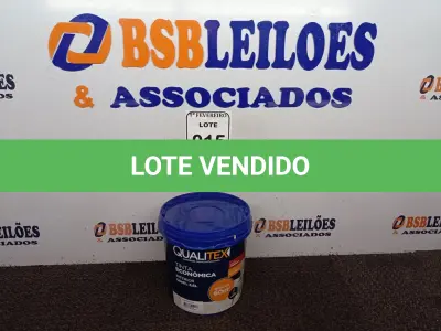 LOTE 015 - 01 GALÃO DE TINTA PARA INTERIOR 3,6L COR AREIA MARCA QUALITEX. (NOVO) (NO ESTADO) ATENÇÃO! FAZER A VISITAÇÃO ANTES DE ARREMATAR, NÃO SABEMOS SE FUNCIONA. LEILÃO NÃO TEM GARANTIA E NEM DEVOLUÇÃO, SUJEITO A POSSÍVEIS AVARIAS VISÍVEIS/OCULTAS E/OU AUSÊNCIA DE COMPONENTES.