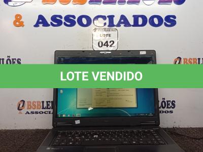 LOTE 042 - 01 NOTEBOOK SEM FONTE MODELO, N8620 T5500 MARCA ITAUTEC. (NO ESTADO) ATENÇÃO! FAZER A VISITAÇÃO ANTES DE ARREMATAR, NÃO SABEMOS SE FUNCIONA. LEILÃO NÃO TEM GARANTIA E NEM DEVOLUÇÃO, SUJEITO A POSSÍVEIS AVARIAS VISÍVEIS/OCULTAS E/OU AUSÊNCIA DE COMPONENTES.