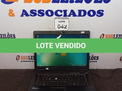 LOTE 042 - 01 NOTEBOOK SEM FONTE MODELO, N8620 T5500 MARCA ITAUTEC. (NO ESTADO) ATENÇÃO! FAZER A VISITAÇÃO ANTES DE ARREMATAR, NÃO SABEMOS SE FUNCIONA. LEILÃO NÃO TEM GARANTIA E NEM DEVOLUÇÃO, SUJEITO A POSSÍVEIS AVARIAS VISÍVEIS/OCULTAS E/OU AUSÊNCIA DE COMPONENTES.