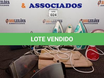 LOTE 024 - 05 FERROS DE PASSAR, 01 VAPORIZADOR, 01 MANTA TERMOSTÁTICA E 01 CINTA.  (NO ESTADO) ATENÇÃO! FAZER A VISITAÇÃO ANTES DE ARREMATAR, NÃO SABEMOS SE FUNCIONA. LEILÃO NÃO TEM GARANTIA E NEM DEVOLUÇÃO, SUJEITO A POSSÍVEIS AVARIAS VISÍVEIS/OCULTAS E/OU AUSÊNCIA DE COMPONENTES.