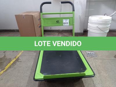 LOTE 022 - 01 CARRINHO PARA CARGA DOBRÁVEL 300KG. (NO ESTADO) ATENÇÃO! FAZER A VISITAÇÃO ANTES DE ARREMATAR, NÃO SABEMOS SE FUNCIONA. LEILÃO NÃO TEM GARANTIA E NEM DEVOLUÇÃO, SUJEITO A POSSÍVEIS AVARIAS VISÍVEIS/OCULTAS E/OU AUSÊNCIA DE COMPONENTES.