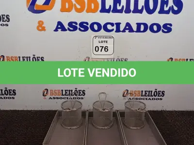 LOTE 076 - 01 KIT DE FRITADEIRA C/06 PEÇAS. (NO ESTADO) ATENÇÃO! FAZER A VISITAÇÃO ANTES DE ARREMATAR, NÃO SABEMOS SE FUNCIONA. LEILÃO NÃO TEM GARANTIA E NEM DEVOLUÇÃO, SUJEITO A POSSÍVEIS AVARIAS VISÍVEIS/OCULTAS E/OU AUSÊNCIA DE COMPONENTES.