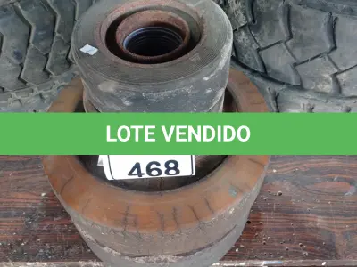 LOTE 468 - 03 RODAS PARA EMPILHADEIRA. (NO ESTADO) ATENÇÃO! FAZER A VISITAÇÃO ANTES DE ARREMATAR, NÃO SABEMOS SE FUNCIONA. LEILÃO NÃO TEM GARANTIA E NEM DEVOLUÇÃO, SUJEITO A POSSÍVEIS AVARIAS VISÍVEIS/OCULTAS E/OU AUSÊNCIA DE COMPONENTES.