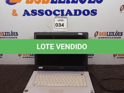 LOTE 034 - 01 NOTEBOOK SEM CARREGADOR MODELO PCG-7N2M MARCA SONY. (NO ESTADO) ATENÇÃO! FAZER A VISITAÇÃO ANTES DE ARREMATAR, NÃO SABEMOS SE FUNCIONA. LEILÃO NÃO TEM GARANTIA E NEM DEVOLUÇÃO, SUJEITO A POSSÍVEIS AVARIAS VISÍVEIS/OCULTAS E/OU AUSÊNCIA DE COMPONENTES.