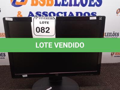 LOTE 082 - 01 MONITOR LCD 19’’ MARCA HP. (NO ESTADO) ATENÇÃO! FAZER A VISITAÇÃO ANTES DE ARREMATAR, NÃO SABEMOS SE FUNCIONA. LEILÃO NÃO TEM GARANTIA E NEM DEVOLUÇÃO, SUJEITO A POSSÍVEIS AVARIAS VISÍVEIS/OCULTAS E/OU AUSÊNCIA DE COMPONENTES.