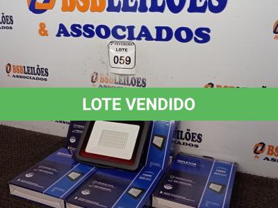 LOTE 059 - 05 REFLETORES DE LED AMBIENTE EXTERNO 100W CADA (NOVO). (NO ESTADO) ATENÇÃO! FAZER A VISITAÇÃO ANTES DE ARREMATAR, NÃO SABEMOS SE FUNCIONA. LEILÃO NÃO TEM GARANTIA E NEM DEVOLUÇÃO, SUJEITO A POSSÍVEIS AVARIAS VISÍVEIS/OCULTAS E/OU AUSÊNCIA DE COMPONENTES.