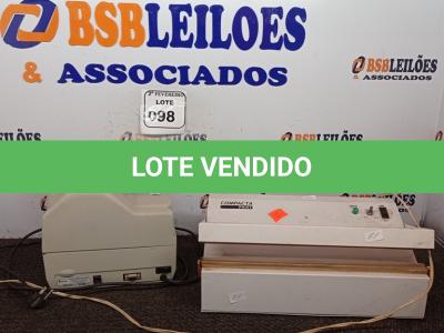 LOTE 098 - 01 PLASTIFICADORA DE PLÁSTICO COMPACTA PRINT E UMA MÁQUINA DE CHEQUE. (NO ESTADO) ATENÇÃO! FAZER A VISITAÇÃO ANTES DE ARREMATAR, NÃO SABEMOS SE FUNCIONA. LEILÃO NÃO TEM GARANTIA E NEM DEVOLUÇÃO, SUJEITO A POSSÍVEIS AVARIAS VISÍVEIS/OCULTAS E/OU AUSÊNCIA DE COMPONENTES.