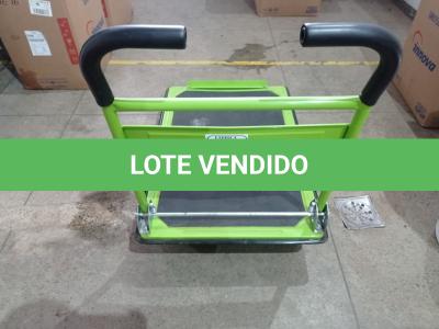 LOTE 020 - 01 CARRINHO PARA CARGA DOBRÁVEL 300KG. (NO ESTADO) ATENÇÃO! FAZER A VISITAÇÃO ANTES DE ARREMATAR, NÃO SABEMOS SE FUNCIONA. LEILÃO NÃO TEM GARANTIA E NEM DEVOLUÇÃO, SUJEITO A POSSÍVEIS AVARIAS VISÍVEIS/OCULTAS E/OU AUSÊNCIA DE COMPONENTES.