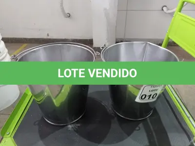 LOTE 010 - 02 BALDES SEM INOX. (NO ESTADO) ATENÇÃO! FAZER A VISITAÇÃO ANTES DE ARREMATAR, NÃO SABEMOS SE FUNCIONA. LEILÃO NÃO TEM GARANTIA E NEM DEVOLUÇÃO, SUJEITO A POSSÍVEIS AVARIAS VISÍVEIS/OCULTAS E/OU AUSÊNCIA DE COMPONENTES.