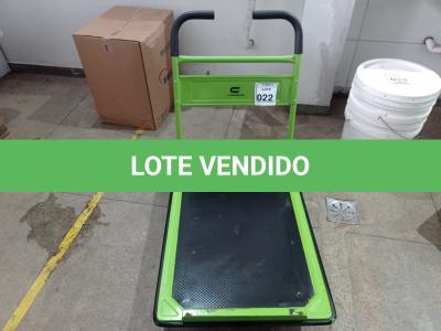 LOTE 022 - 01 CARRINHO PARA CARGA DOBRÁVEL 300KG. (NO ESTADO) ATENÇÃO! FAZER A VISITAÇÃO ANTES DE ARREMATAR, NÃO SABEMOS SE FUNCIONA. LEILÃO NÃO TEM GARANTIA E NEM DEVOLUÇÃO, SUJEITO A POSSÍVEIS AVARIAS VISÍVEIS/OCULTAS E/OU AUSÊNCIA DE COMPONENTES.