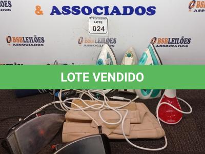 LOTE 024 - 05 FERROS DE PASSAR, 01 VAPORIZADOR, 01 MANTA TERMOSTÁTICA E 01 CINTA.  (NO ESTADO) ATENÇÃO! FAZER A VISITAÇÃO ANTES DE ARREMATAR, NÃO SABEMOS SE FUNCIONA. LEILÃO NÃO TEM GARANTIA E NEM DEVOLUÇÃO, SUJEITO A POSSÍVEIS AVARIAS VISÍVEIS/OCULTAS E/OU AUSÊNCIA DE COMPONENTES.