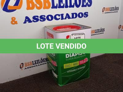 LOTE 302 - 01 LATA DE TINTA IQUINE DIA PISO NA 18 L. (NO ESTADO) ATENÇÃO! FAZER A VISITAÇÃO ANTES DE ARREMATAR, NÃO SABEMOS SE FUNCIONA. LEILÃO NÃO TEM GARANTIA E NEM DEVOLUÇÃO, SUJEITO A POSSÍVEIS AVARIAS VISÍVEIS/OCULTAS E/OU AUSÊNCIA DE COMPONENTES.
