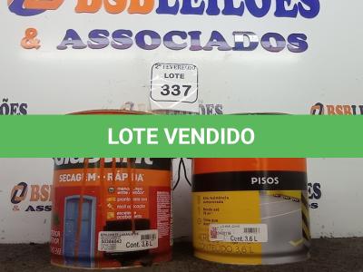 LOTE 337 - 01 LATA DE TINTA DE PISO SUVINIL NA COR VERMELHO FOSCO 3,6L E 01 LATA DE TINTA ESMALTE SINTÉTICO GLASURIT NA COR LARANJA BRILHANTE 3,6L.  (NO ESTADO) ATENÇÃO! FAZER A VISITAÇÃO ANTES DE ARREMATAR, NÃO SABEMOS SE FUNCIONA. LEILÃO NÃO TEM GARANTIA E NEM DEVOLUÇÃO, SUJEITO A POSSÍVEIS AVARIAS VISÍVEIS/OCULTAS E/OU AUSÊNCIA DE COMPONENTES.
