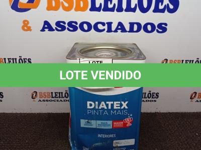 LOTE 128 - 01 LATA DE TINTA BASE P DE 18L INTERIOR DIATEX IQUINE. (NOVO) (NO ESTADO) ATENÇÃO! FAZER A VISITAÇÃO ANTES DE ARREMATAR, NÃO SABEMOS SE FUNCIONA. LEILÃO NÃO TEM GARANTIA E NEM DEVOLUÇÃO, SUJEITO A POSSÍVEIS AVARIAS VISÍVEIS/OCULTAS E/OU AUSÊNCIA DE COMPONENTES.