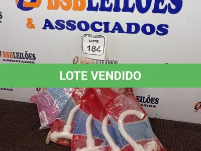 LOTE 184 - 06 TORNEIRAS P/PAREDE NA COR BRANCA MARCA DURIN TAMANHOS DIVERSOS(NOVO). (NO ESTADO) ATENÇÃO! FAZER A VISITAÇÃO ANTES DE ARREMATAR, NÃO SABEMOS SE FUNCIONA. LEILÃO NÃO TEM GARANTIA E NEM DEVOLUÇÃO, SUJEITO A POSSÍVEIS AVARIAS VISÍVEIS/OCULTAS E/OU AUSÊNCIA DE COMPONENTES.