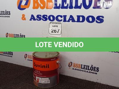 LOTE 267 - 01 LATA DE TINTA ESMALTE SINTÉTICO PARA MADEIRA E METAL 3,6L NA COR BRILHANTE VERMELHO MARCA SUVINIL (NOVO).  (NO ESTADO) ATENÇÃO! FAZER A VISITAÇÃO ANTES DE ARREMATAR, NÃO SABEMOS SE FUNCIONA. LEILÃO NÃO TEM GARANTIA E NEM DEVOLUÇÃO, SUJEITO A POSSÍVEIS AVARIAS VISÍVEIS/OCULTAS E/OU AUSÊNCIA DE COMPONENTES.